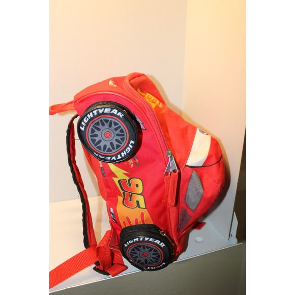 Disney Pixar Lightning McQueen Piston Cup Backpack Red Kids Race Car 1 - Picture 3 of 5